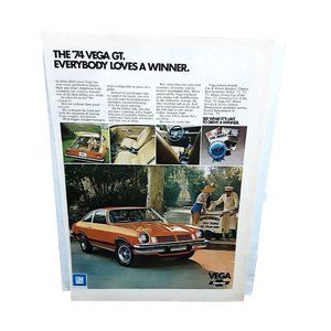 1974 Chevy Vega GT Original Car Magazine Print Ad Everybody Loves A Winner